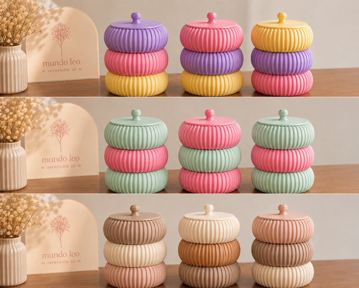 Set de 3 Cajas Organizadoras Decorativas con Tapa